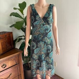 Breakin Loose Paisley Sleeveless Tie Shoulder Midi Dress